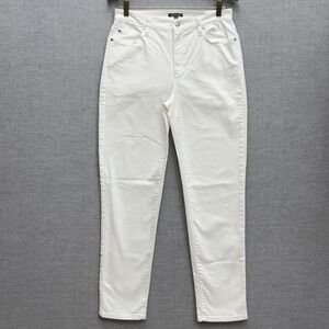 Eileen Fisher White Organic Cotton Blend Straight Leg Jeans Women's Size 6‎